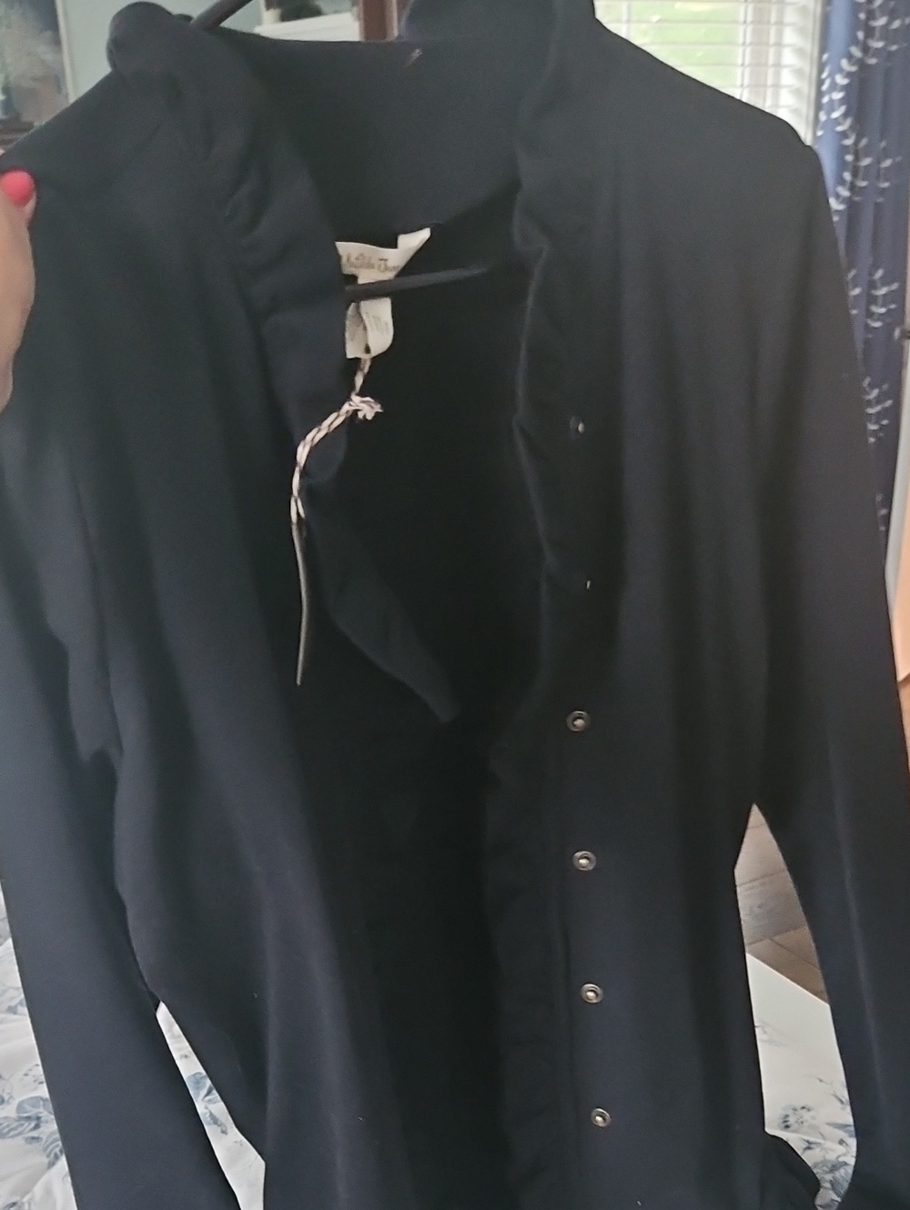 Matilda Jane Black Ruffle-Front Snap Jacket